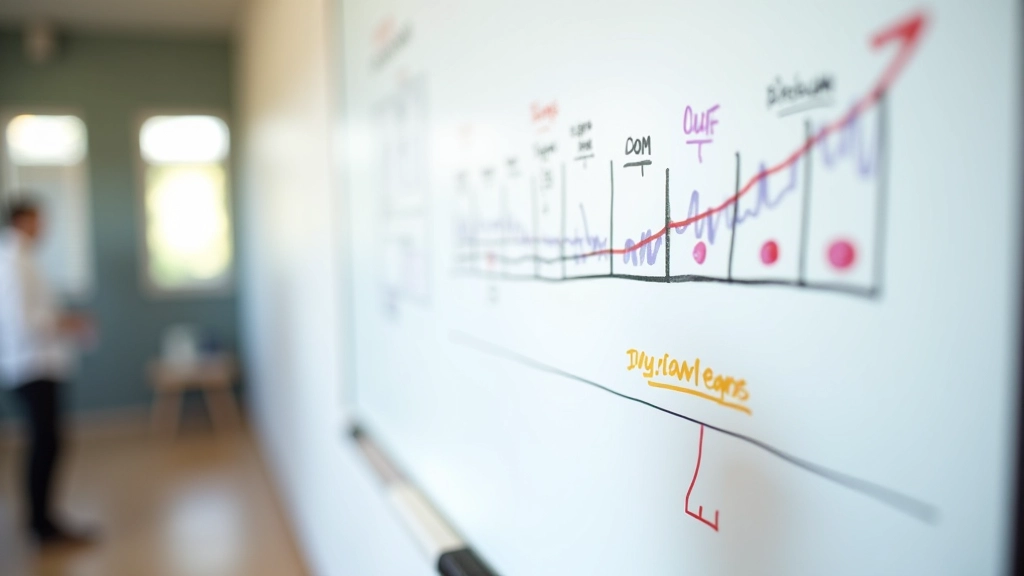 Verschiedene Sparpläne für Lebensmeilensteine auf Whiteboard skizziert mit Zeitleisten